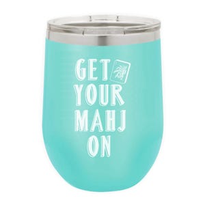 Mahjong Cups - MAHJONG Wine Tumbler 12oz - Stainless Steel Tumbler - Mahjong Prize - Mahjong Gift - Mahjong Game Prize
