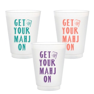 Mahjong Cups (10) - 16oz Mahjong Plastic Cups Set- Mahjong Frosted Cups - Mahjong Gifts - Mahjong Accessories - Green Mahjong Cups