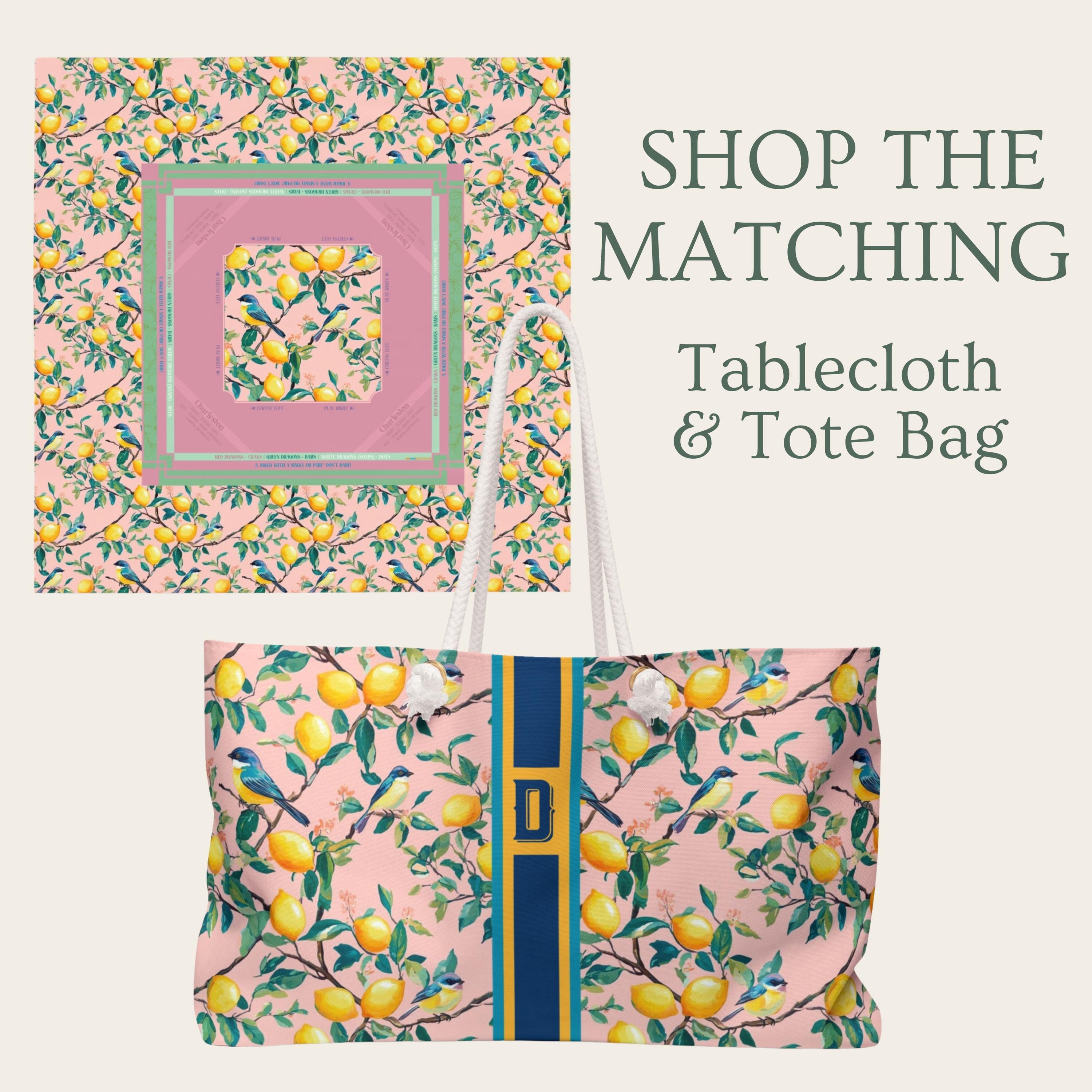 Citrus Mahjong Mat with Rules - Mahjong Table Cloth with Charleston Quick Guide - Mahjong Tablecloth for Beginners - Mahjong Gifts