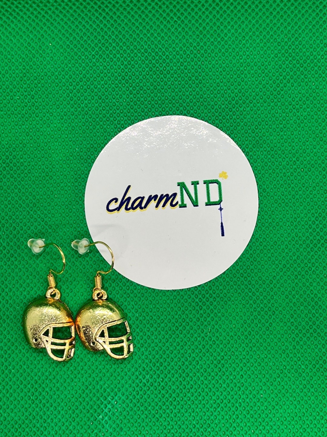 Notre Dame Football Helmet Earrings 24k Gold Paint Used on ND Football Helmets Etsy