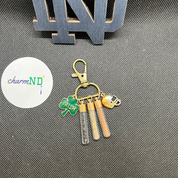 ND Football Lucky Charm Keychain (Sterling Silver & 24k Gold Plated)