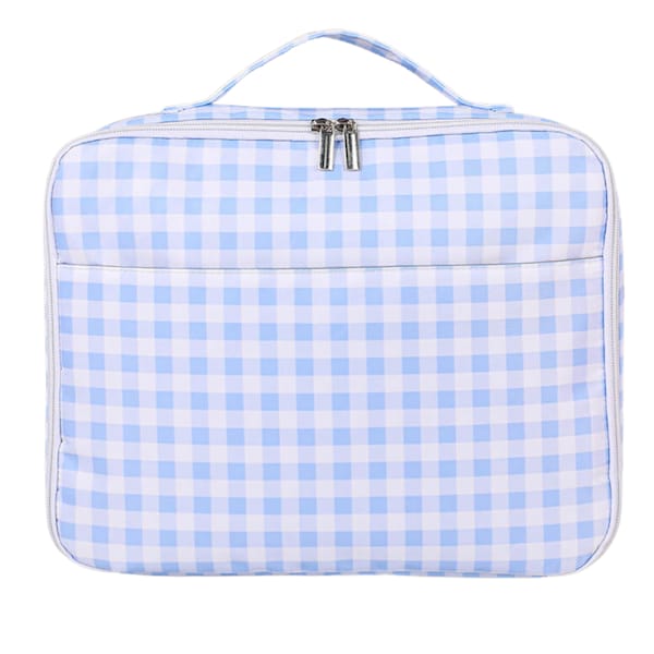 Blanks For Embroidery | Classic Light Blue Gingham Lunch Bag | Classic Simple Grandmillenial Style