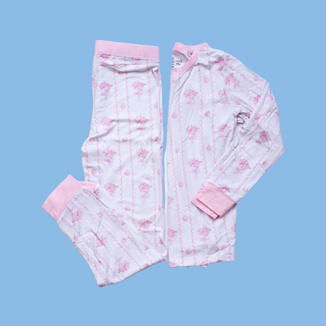 Girl's Print Bamboo Long Sleeve Pajama Set - Baby Rose Mermaid