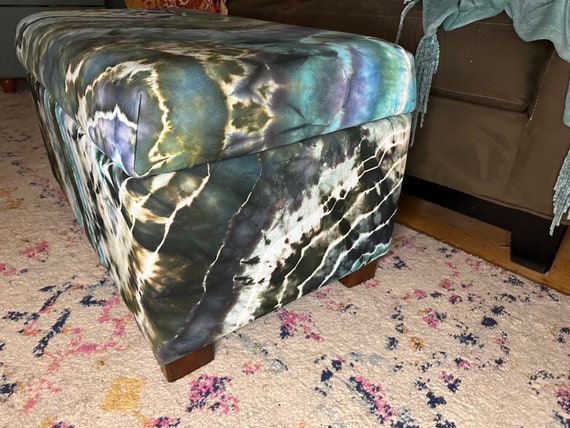 Unique Hand Dyed Tiedye Boho Storage Ottoman bench Etsy