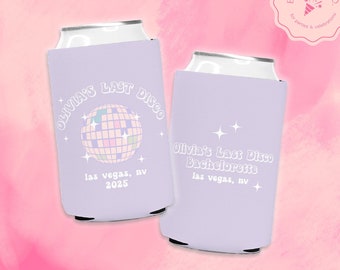 Custom Last Disco Bachelorette Coozie, Last Disco Bachelorette Party Favors, Custom Cozie for Disco Cowgirl Bachelorette Party Can Cooler