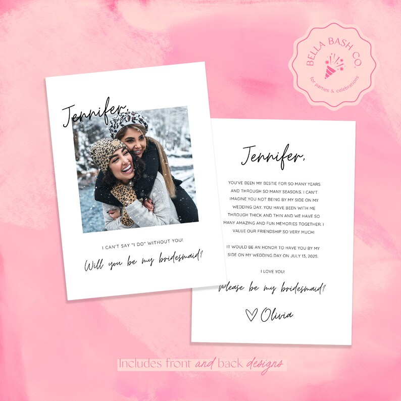 Printable Bridesmaid Proposal Cards Editable Photo Bridesmaid - Etsy