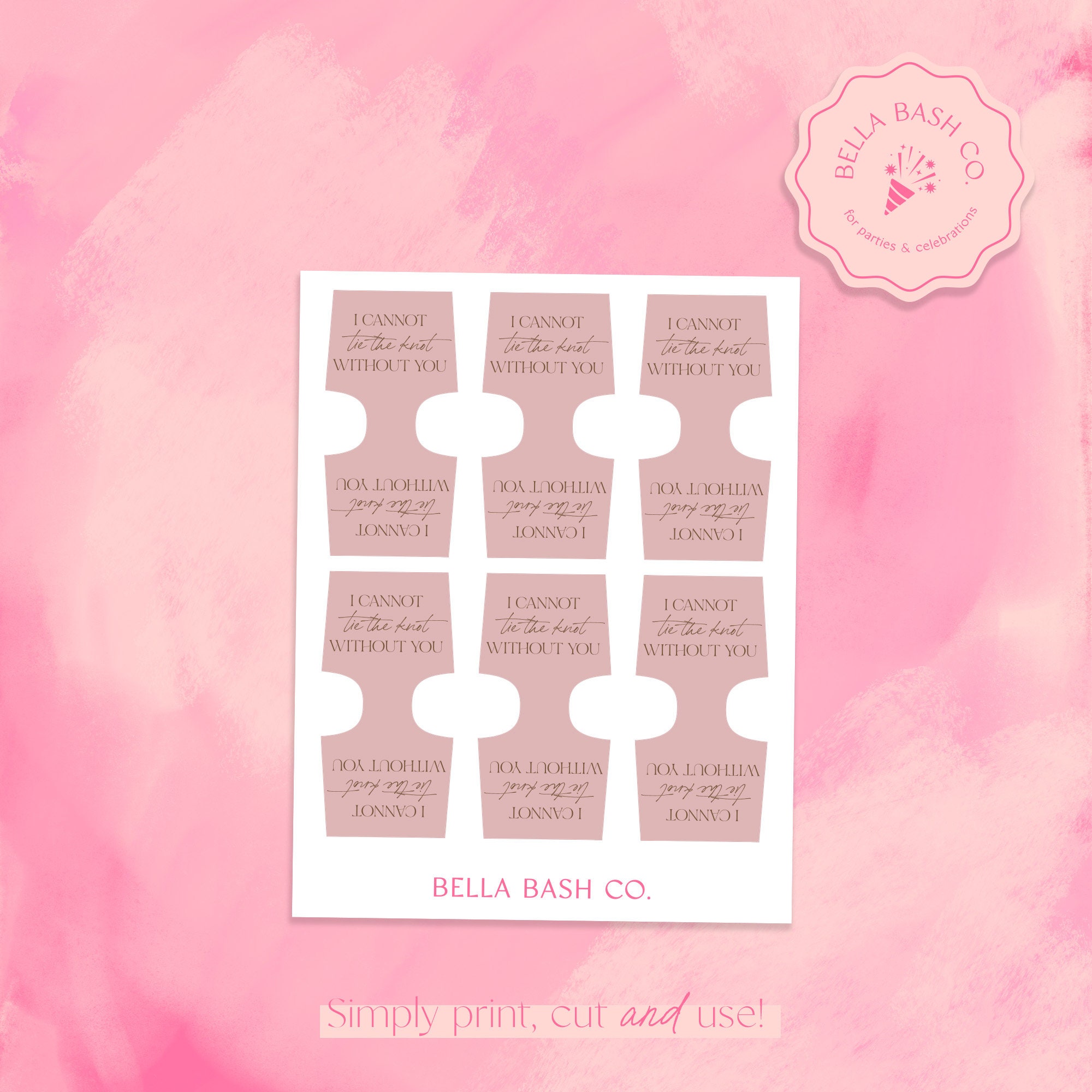 Printable Digital I Cannot Tie the Knot Without You Card for Scrunchies ...