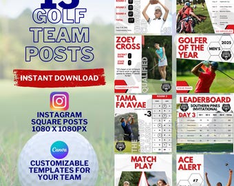 Golf Team Instagram Post Templates: Editable Canva Graphics Bundle
