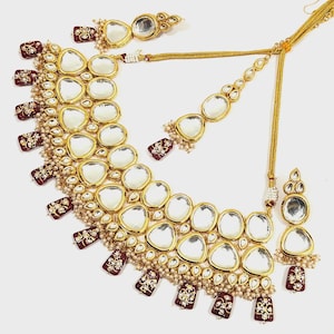 Kundan Meenakari Bridal Necklace Set: Bollywood Indian Jewelry