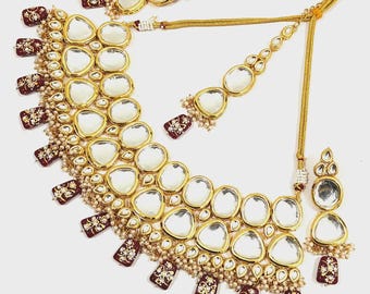 Kundan Meenakari Bridal Necklace Set: Bollywood Indian Jewelry