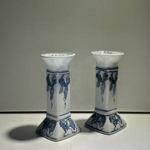 Chinoiserie Candlestick Holders  set of 2