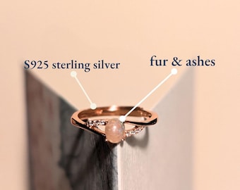 Pet Ashes Ring, S925 Sterling Silver Crown Band with Resin Gem