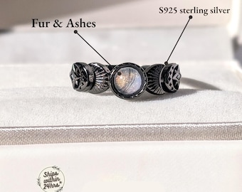 Pet Ashes Ring · Cremation Jewelry · S925 Silver · Moon Star Memorial Ring · Pet Fur Keepsake · Cremation Keepsake · Memorial Ring