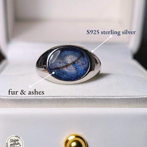 Pet Ashes Ring · Cremation Jewelry · S925 Silver · Large Oval Memorial Ring · Pet Fur Keepsake · Cremation Keepsake · Remembrance Ring