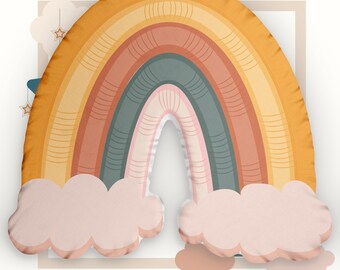 Coussins bohèmes arc-en-ciel pour chambre de bébé, coussin 3D couleur personnalisé, cadeau de shower de bébé future maman 2024, décoration scandinave de chambre de bébé fille mignonne, minimalisme