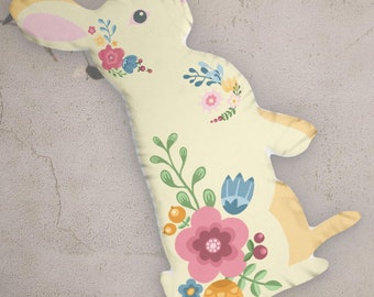 Coussin en forme de lapin pour bébé, coussin 3D pour chambre d'enfant floral lapin bohème, cadeau de shower de bébé future maman 2024, décoration de chambre fille scandinave cottagecore