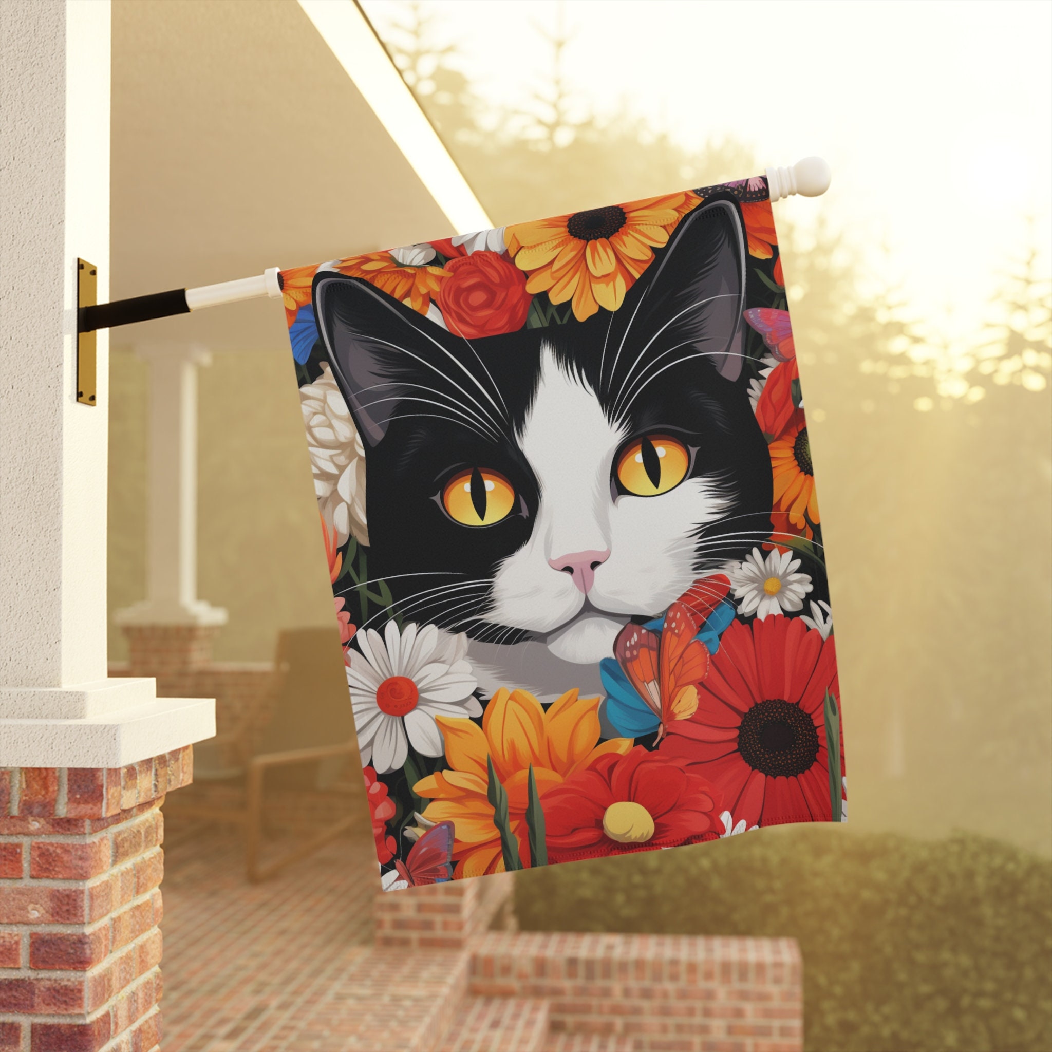 Tuxedo Cat Garden Flag, Cat Garden Flag