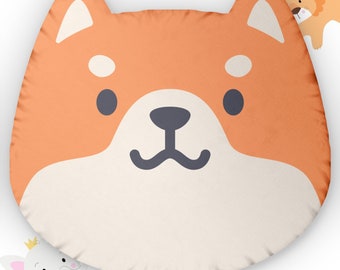 Oreillers en forme de kawaii Shiba Inu, oreiller 3D de visage de chien Shiba Inu couleur personnalisée, cadeau de baby shower de chien Shiba, future maman, oreiller mignon de chambre d'enfant