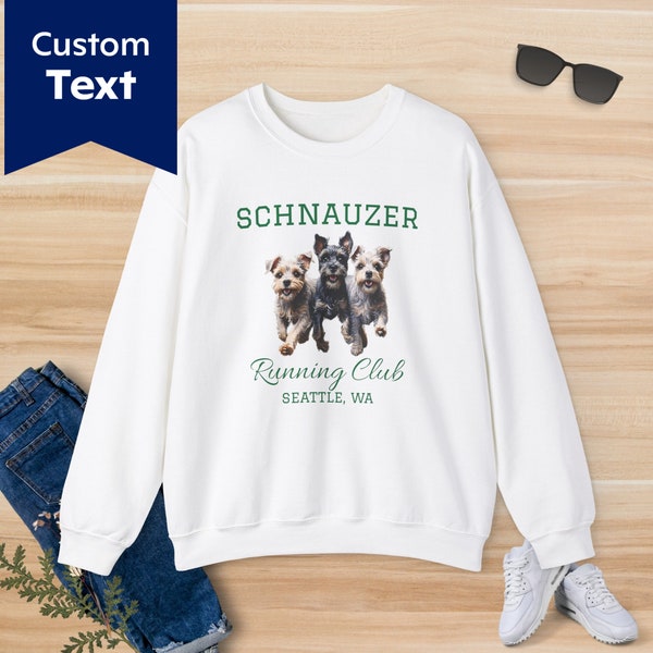 Schnauzer Running Club Sweatshirt, Custom Dog Agility Tshirt, Schnauzer Dog Mom Gift, Dog Lover Birthday, Runner Jogger Dog Kennel Club Tee