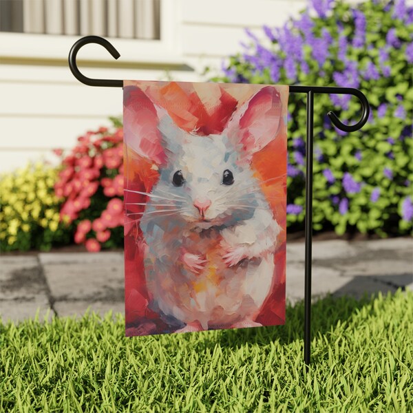 Chinchilla Pink Yard Flag, Cute Chinchilla House Flag, Custom Spring Garden Decor, Valentine's Day Pet, Animal Lover Housewarming Gift