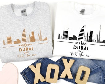 Dubai City Sweatshirt, Custom Family Vacation Shirts, Matching Couples Honeymoon Gift, UAE Travel Souvenir Trip Keepsake Gift, Unisex