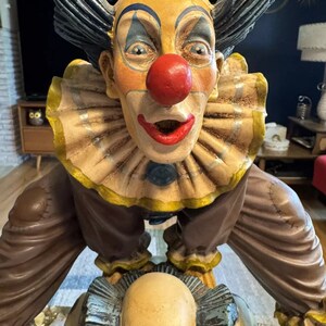 LIQUID MODERNITY❇️King of Clown Plus✴️❇️ Clown Art VINTAGE LARGE 23” 1996 Hand Painted Leapfrog Clowns