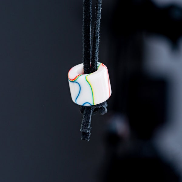 EDC Lanyard Bead - Hand Turned Extra-Large "Lollipop" Swirled Rainbow Lace Acrylic Bead - Paracord Bead for Pocket Knife/Zipper/Keychain