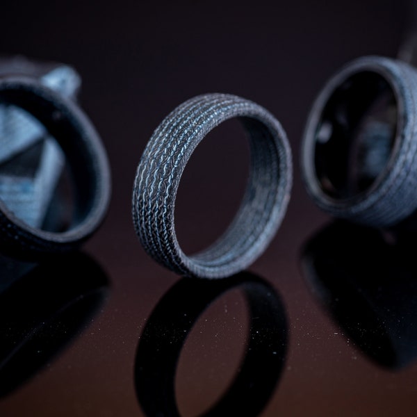 Handmade Micarta Ring - Bespoke "Bruise" Black & Blue Denim Micarta| Durable Alternative Wedding Band for Work, Outdoors, Sports, Leisure
