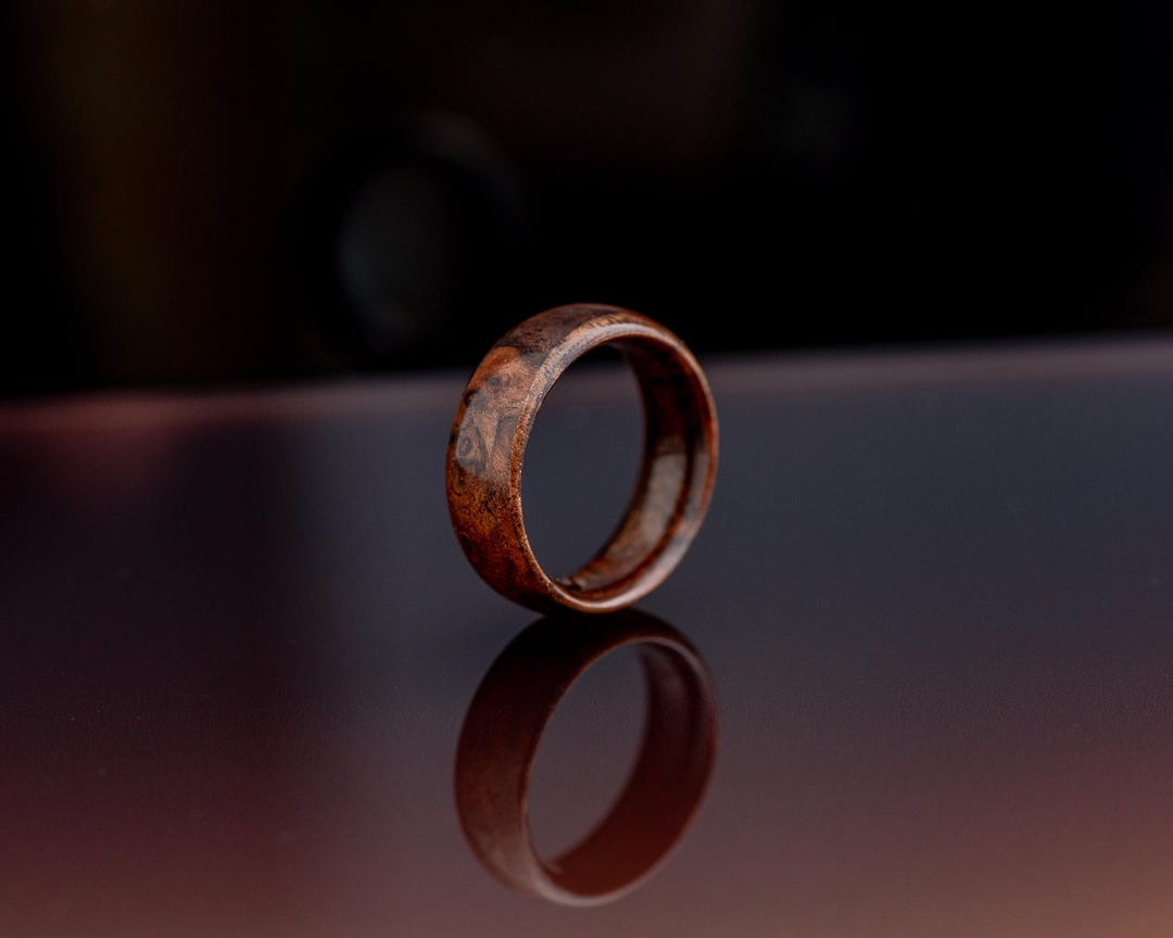 Handmade Walnut Burl Bentwood Ring - Hand Turned Size 8.75 Figured ...