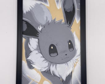 Stampa 3D del Pokemon Eevee 8"x5" Hueforge, decorazione da parete testurizzata