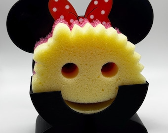 Minnie-Maus-Schwammhalter, 3D-gedruckter Küchenreiniger-Organizer mit Abfluss, lustiges Geschenk für die Küchenarbeitsplatte