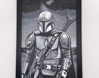 Stampa 3D di Star Wars: The Mandalorian, formato 8"x5", decorazione murale testurizzata Hueforge