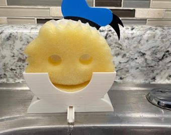 Donald-Duck-Schwammhalter, 3D-gedruckter Küchenreiniger-Organizer mit Abfluss, lustiges Geschenk für die Küchenarbeitsplatte