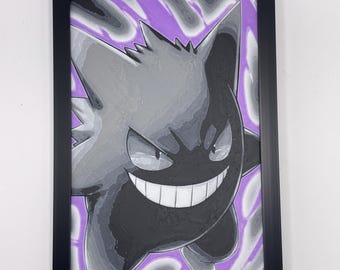 Stampa 3D del Pokemon Gengar 8"x5" Hueforge Textured Wall Art Decor