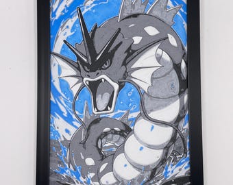 Gyarados Pokemon Stampa 3D 8"x5" Decorazione murale testurizzata Hueforge