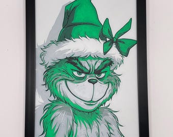 Stampa 3D del Grinch 8"x5" Hueforge Textured Wall Art Decor