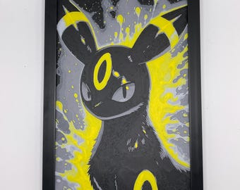 Stampa 3D del Pokemon Umbreon "Splash" 8"x5" Hueforge Textured Wall Art Decor