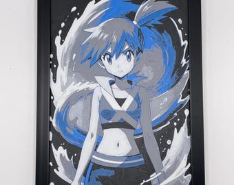 Misty Pokémon Wandbild von HueForge, 8x5 3D-gedruckt, gerahmt, strukturierte Dekoration