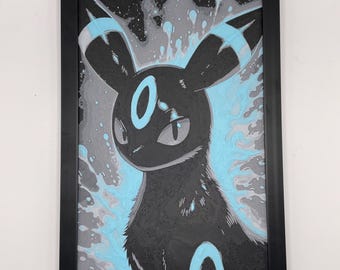 Stampa 3D di Umbreon Shiny "Splash" Pokemon 8"x5" Decorazione murale testurizzata Hueforge