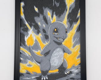 Stampa 3D di Charmander Pokemon 8"x5" Hueforge Textured Wall Art Decor