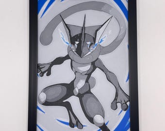 Stampa 3D del Pokemon Greninja 8"x5" Hueforge Textured Wall Art Decor