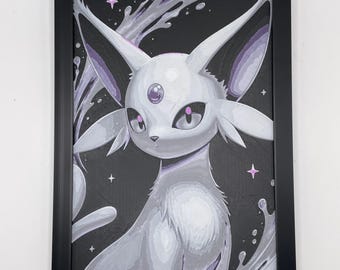 Stampa 3D del Pokemon Espeon 8"x5" Hueforge Textured Wall Art Decor