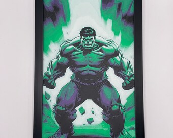 Hulk Marvel HueForge Wandbild, 8x5 3D-gedruckt, gerahmt, strukturierte Dekoration