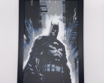 Batman DC Comics Wandbild von HueForge, 8x5 Zoll, 3D-gedruckt, gerahmt, strukturierte Oberfläche