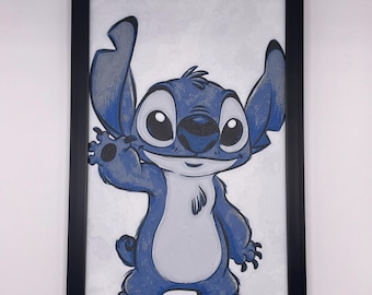 Stitch HueForge Wandbild, 8x5 3D-gedruckt, gerahmt, strukturierte Dekoration
