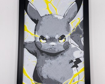 Stampa 3D Pikachu Pokemon 8"x5" Hueforge Textured Wall Art Decor