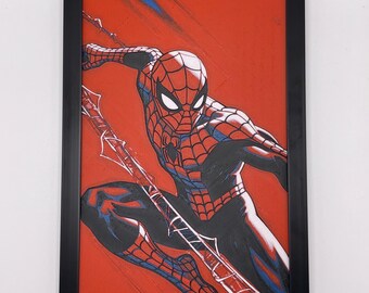 Spiderman Marvel HueForge Wandbild, 8x5 3D-gedruckt, gerahmt, strukturierte Dekoration