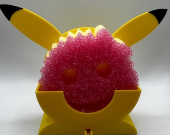 Pikachu-Schwammhalter, 3D-gedruckter Küchenreiniger-Organizer mit Abfluss, witziges Geschenk für die Küchenarbeitsplatte