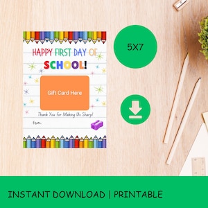 Teacher Gift Card Holder, Happy First Day of School, Back to School Teacher Gift Idea, 5x7 Gift Card Holder, Teacher Gift Card