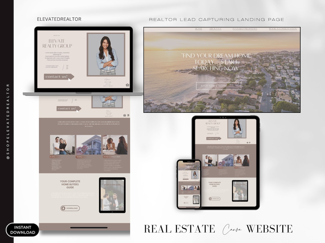Real Estate Landing Page Template Realtor Canva Website Real Estate ...